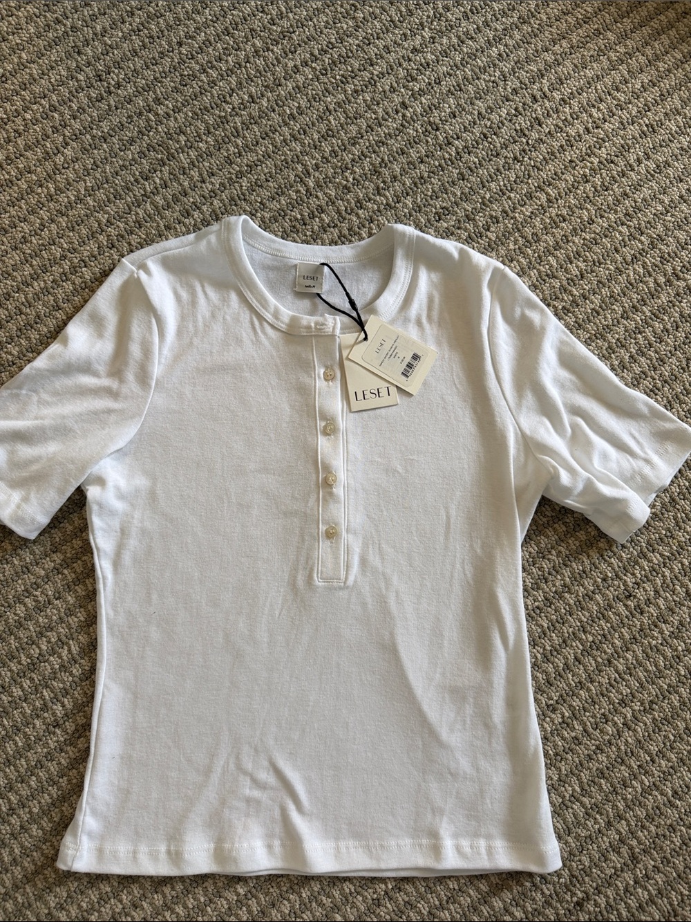 LESET White Henley Tee - Picture 4 of 5